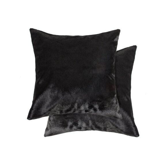 Natural Home Decor Torino Cowhide Pillow | 2-Piece | Black | 18"x18" - Picture 1 of 2